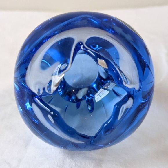 Vintage Accents Vintage Blueart Glass Paperweight Vase Pinched